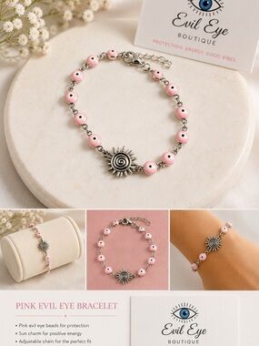 Pink Sun Charm Bracelet